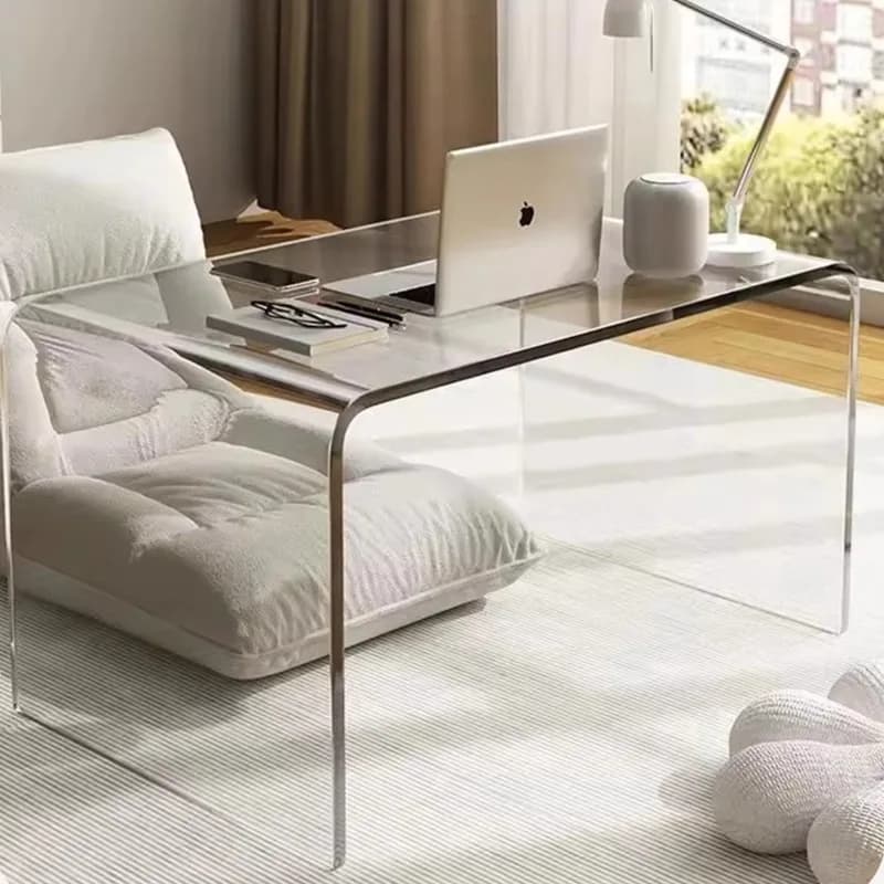  Table centrale en acrylique polyvalente, Table basse industrielle transparente avec cadre en métal