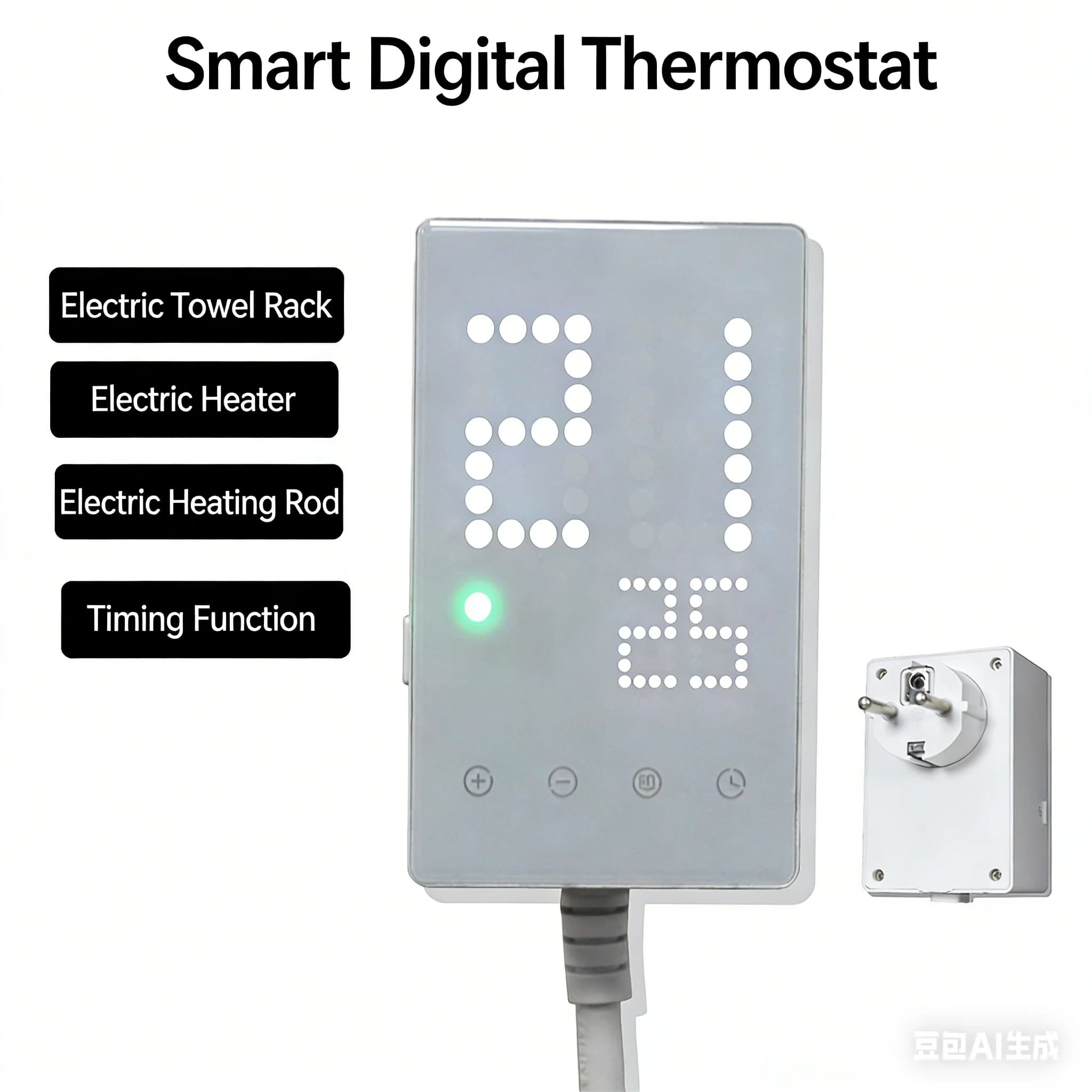 Sèche-serviettes électrique intelligent AC220V EU avec thermostat, chauffage électrique, régulateur