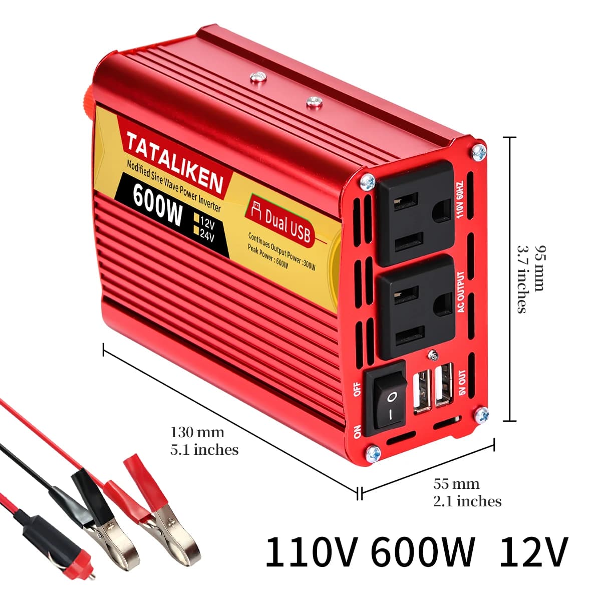 Onduleur 12V, 12V 24V 600W 1500W 2000W 2500W, Portable Vehicle-mounted Household Converter, Socket u
