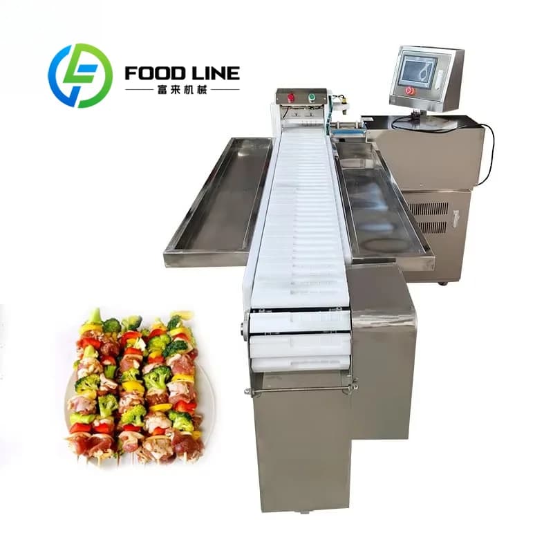 Machine à brochettes de viande de bœuf en acier inoxydable, machine à brochettes automatique pour ba