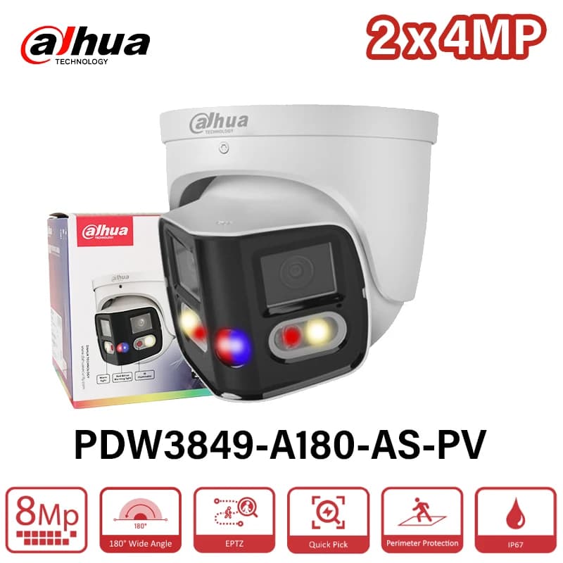 Dahua 8MP TiOC EPTZ Caméra Alarme sonore et lumineuse intelligente 180 ° Caméra de sécurité grand