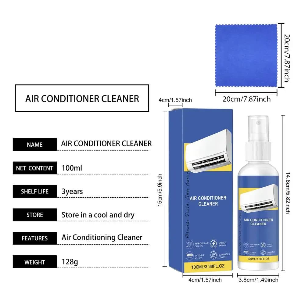 Nettoyant Climatiseur en Spray 100ml – Dégraissant HVAC Anti-Odeur pour Sous-sol, Maison, Dortoir, B