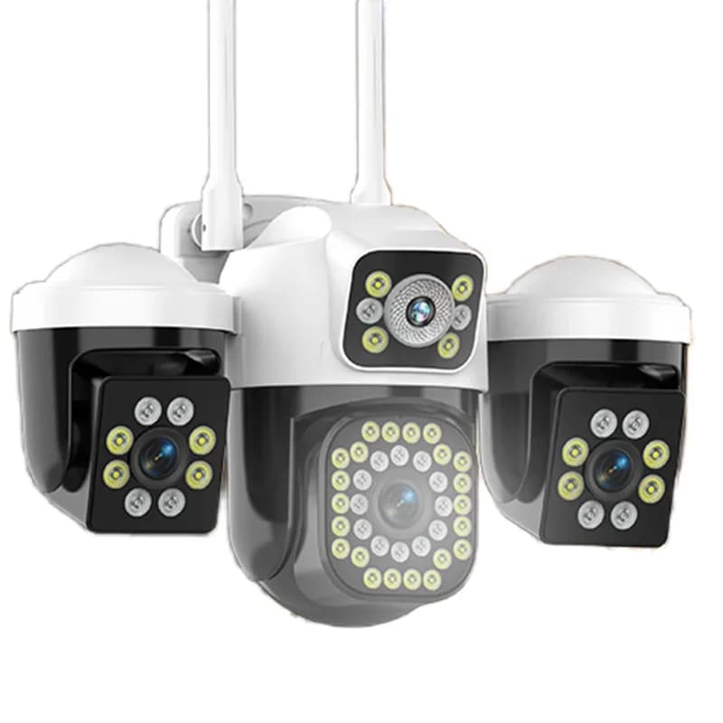 Caméra IP WiFi extérieure 15MP 8K, triple objectif, triple écran, caméra de sécurité, Vision nocturn