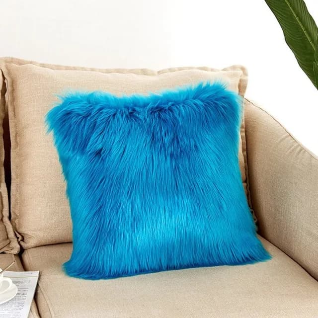 Housse de coussin nordique en fausse fourrure, taie d'oreiller en laine artificielle, douce, pour la