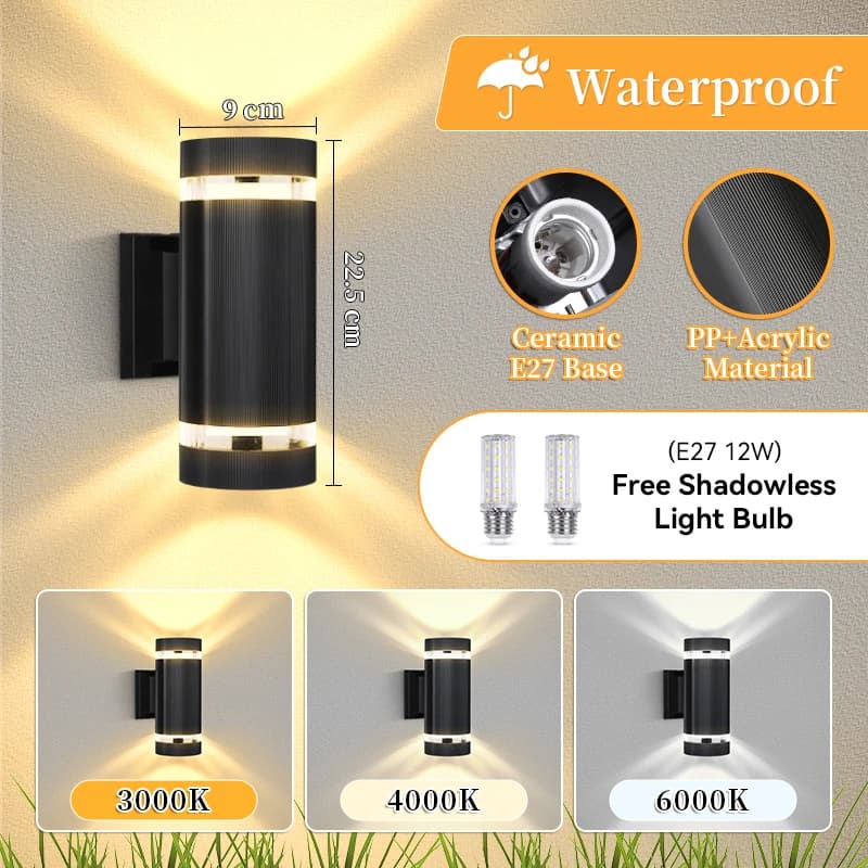 Mur LED lampe E27 ampoule douille étanche lumière décorative intérieure extérieure mur LED lumières