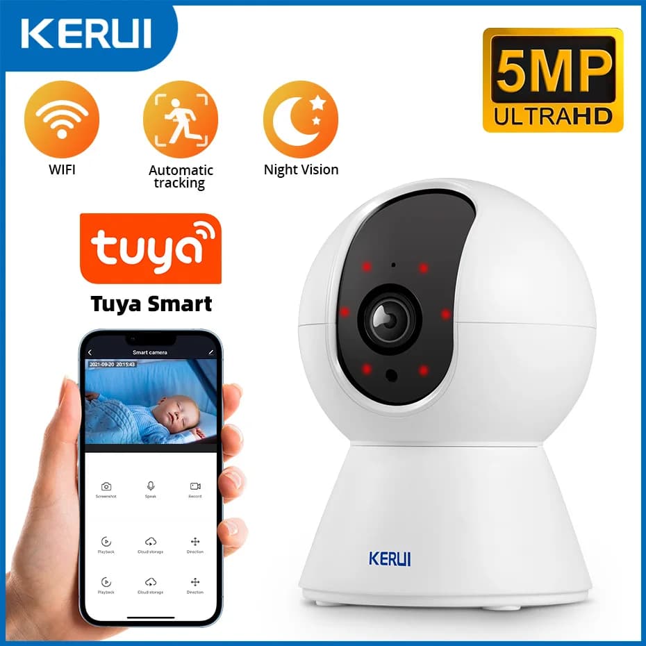 KERbiomomis-Mini Caméra de permission Intérieure IP WiFi Intelligente Tuya, Dispositif de Sécurité D