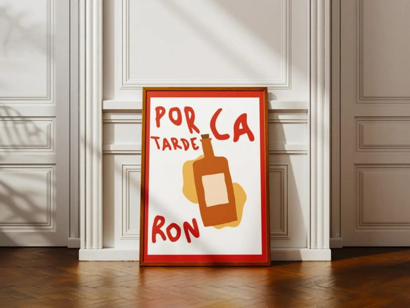 Affiche colorée sans cadre Por La Tarde Ron Print - Style design plat tendance - Décoration esthétiq