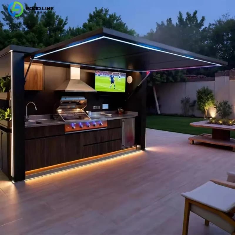 Cuisine extérieure, bar, îlot de cuisine extérieur sur mesure, cuisine modulaire, îlot barbecue, arm