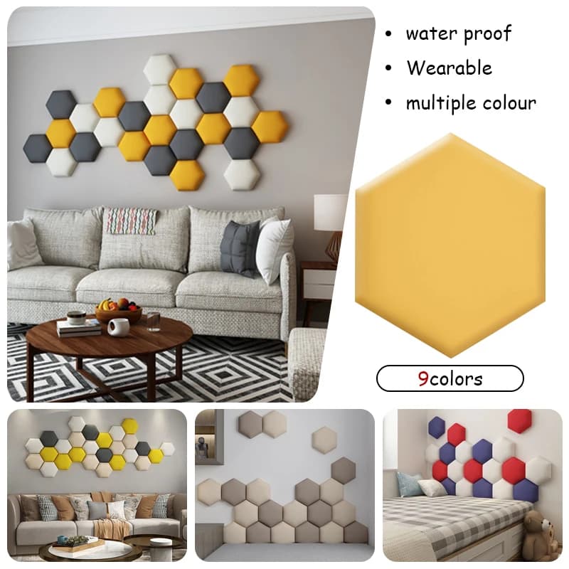 Planche de sauna hexagonale nordique pour chambre d'enfant, autocollant mural 3D, autocollant mural