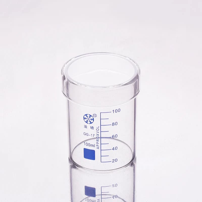 Bécher de laboratoire FAPE sous forme basse, bouche plate avec couvercle plat, capacité