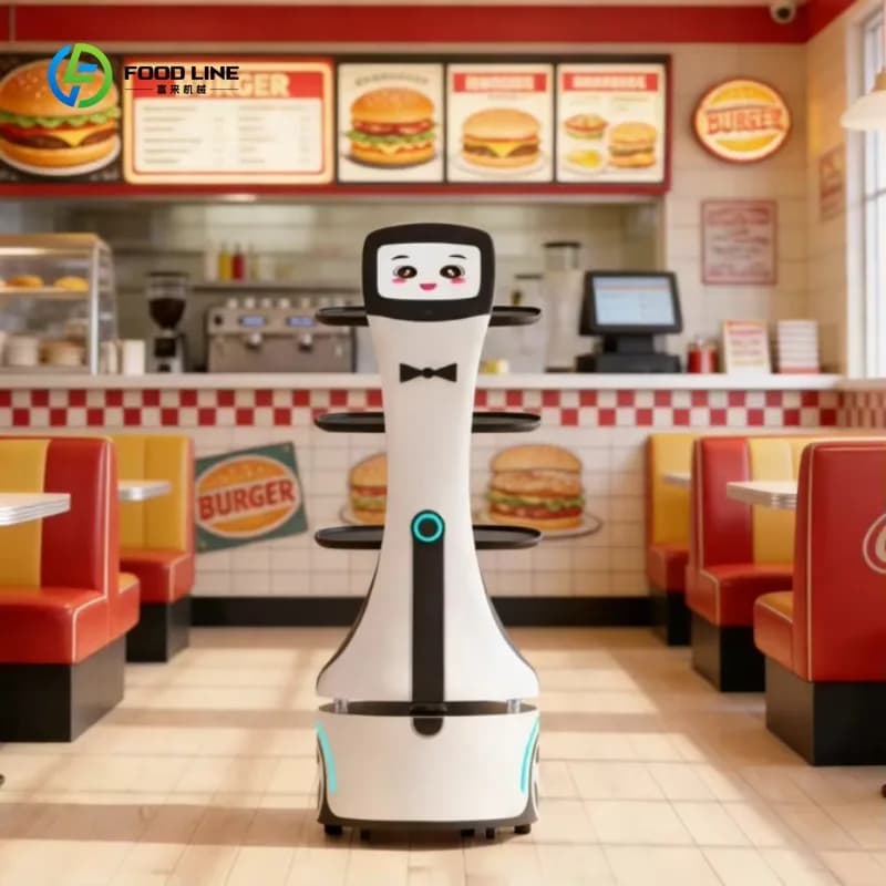 Robot de livraison alimentaire commercial avec fonction de salutation et de réception, livraison de