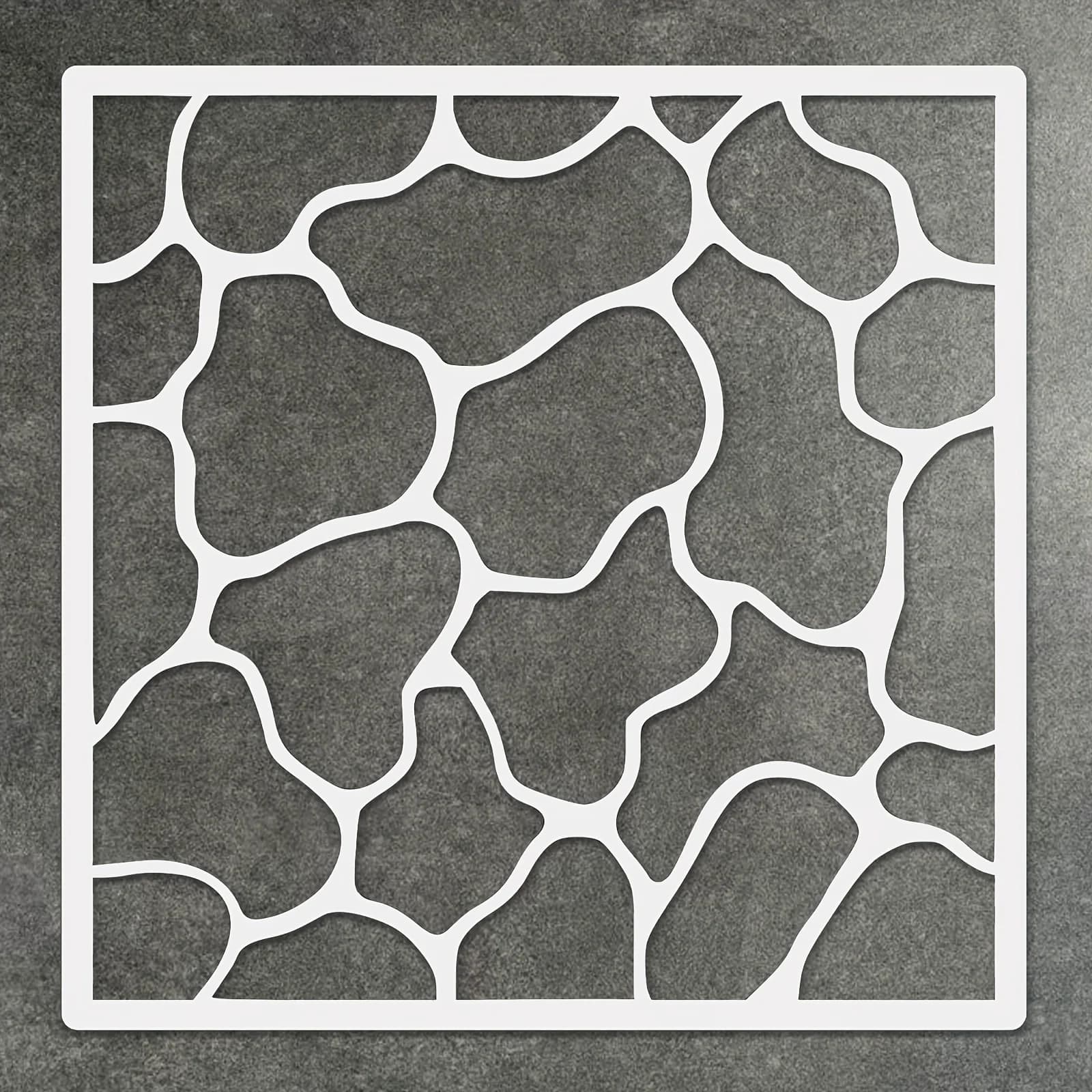 Pochoir de peinture de texture de pierre de 12 po – Modèle de carrelage réutilisable en PET (paquet