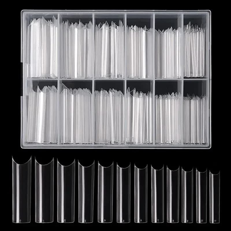 Faux ongles extra droits média, 240 pièces/boîte, longs, carrés, courbés, en ABS, N64.C, pour salon
