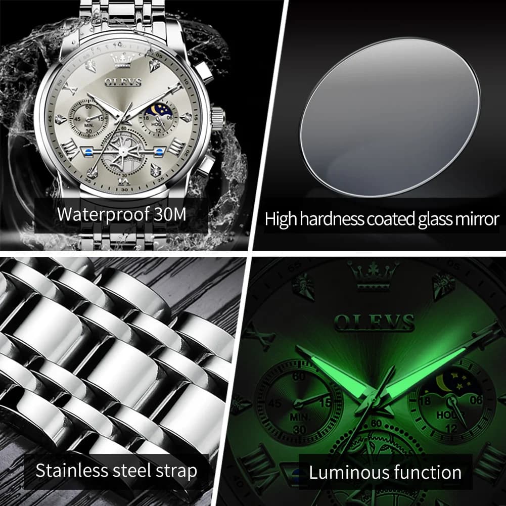OLEVS 2856 montres pour hommes classique multifonctionnel Fltwheel chronographe Original montre-brac