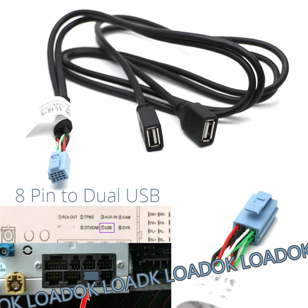 6 8 10 Pin Voiture Android Radio USB Connecteur touristes USB Câble Adaptateur pour D-NOBLE Android