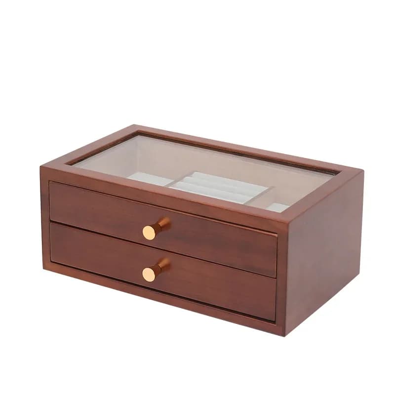 Grande boîte de rangement de bijoux en bois, organisateur pour fille, bureau Vintage multicouche, or