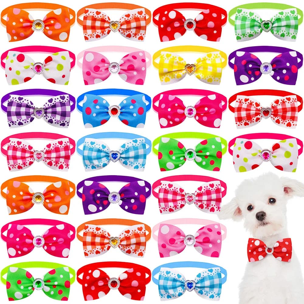 Nœud papillon pour chien, accessoire de toilettage, mode printemps, 50/100 pièces, en vrac