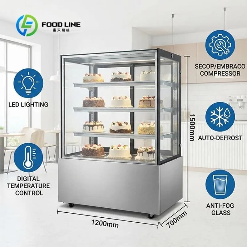 Vitrine réfrigérée commerciale personnalisée pour gâteaux de boulangerie, présentoir de comptoir pou
