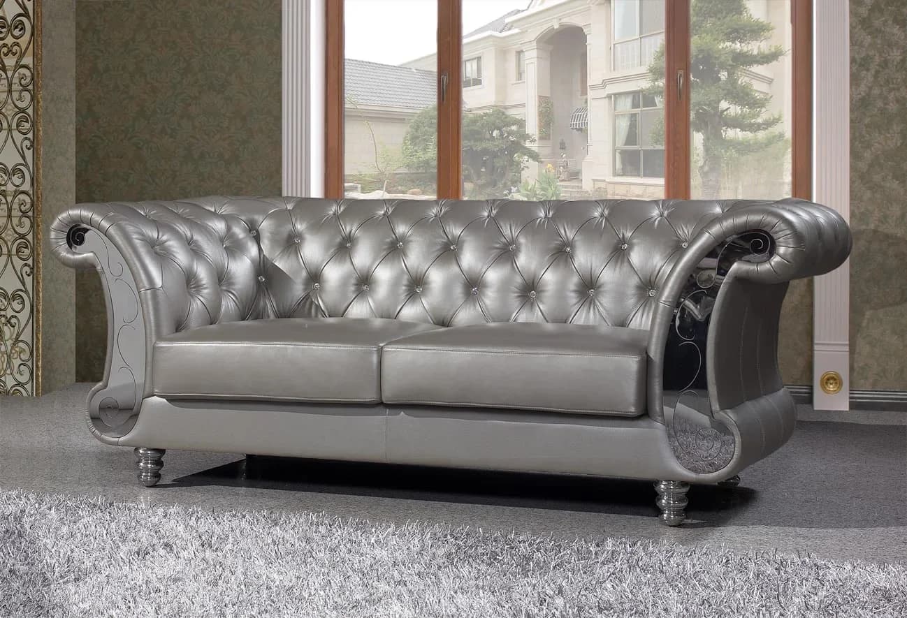 Canapé en cuir véritable Chesterfield, canapé nordique, lit bouffant, canapé sala beta, boutons en c