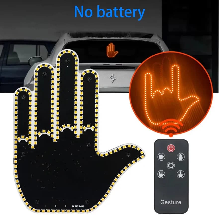 Lumière de doigt de voiture avec télécommande, éclairage Led amusant et Cool, Rage sur route, geste