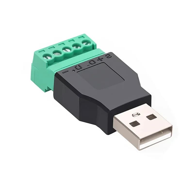 Connecteur USB 2.0 de type avec borne à vis à 5 broches, prise USB mâle femelle sans soudure pour or