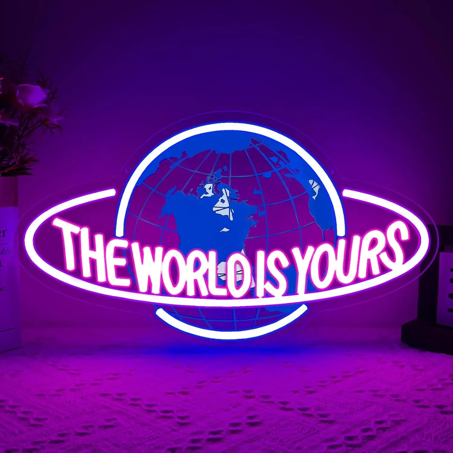 Enseigne néon « The World is Yours », alimentée par USB, lumière LED néon pour salle de jeux, bar, f