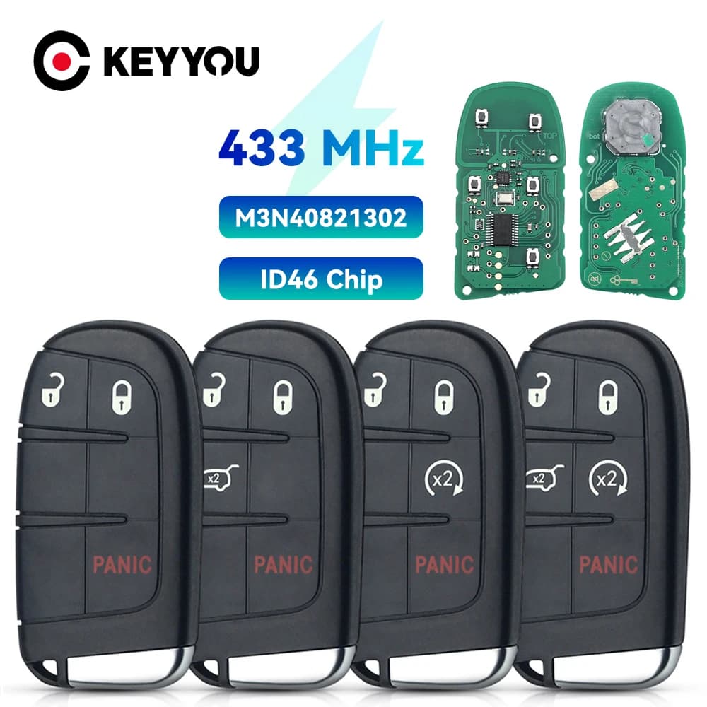 KEYYOU Remplacement Clé à distance intelligente à 5 boutons M3N 40821302 Fob 433MHz pour Jeep Gran