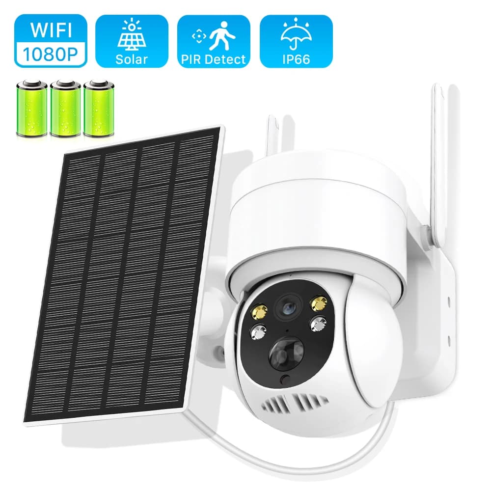 Caméra solaire extérieure wi-fi 1080P PIR, détection humaine, Surveillance sans fil, caméras IP avec