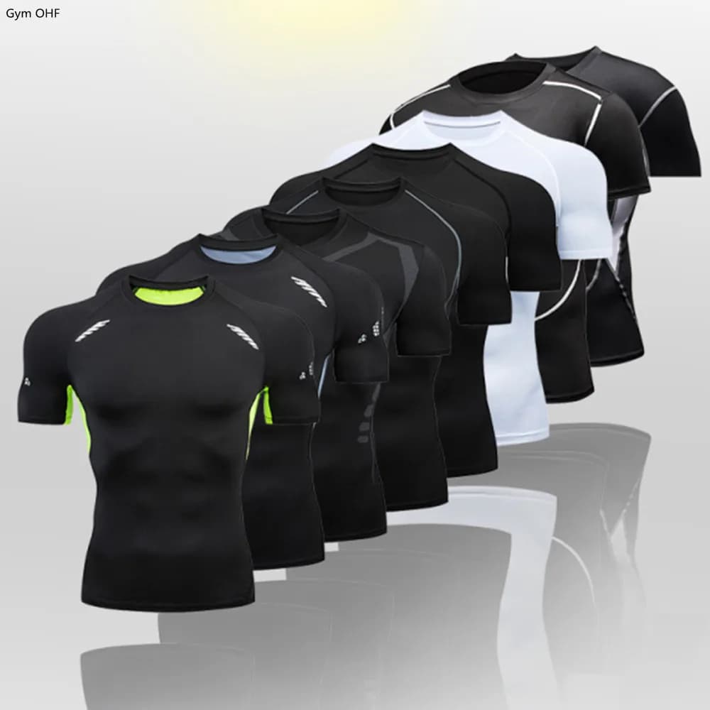 musculation sport homme tee shirt homme T-shirt Rashguard à manches courtes pour homme, vêtement de