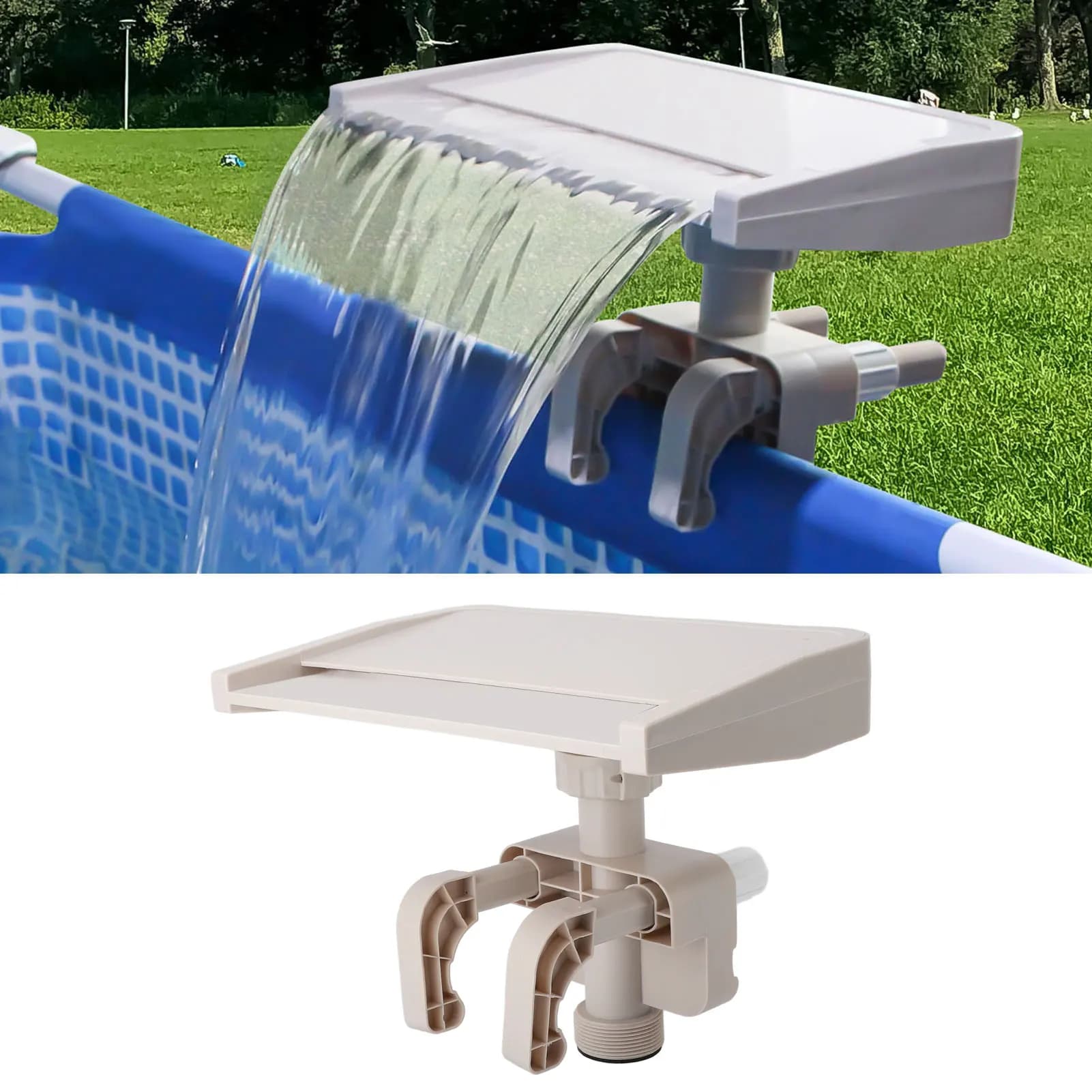Cascade de piscine au sol en PVC, cascade relaxante, déversement de fontaine, poignées d'accessoire