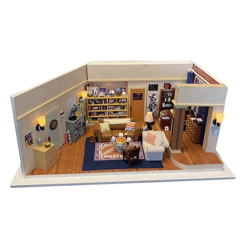 Bricolage en bois Sheldons's appartement Casa Kits de construction miniatures serre-livres lumières