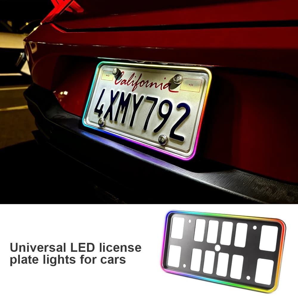 Lumière LED universelle pour plaque d'immatriculation arrière de voiture, application RGB multicolor