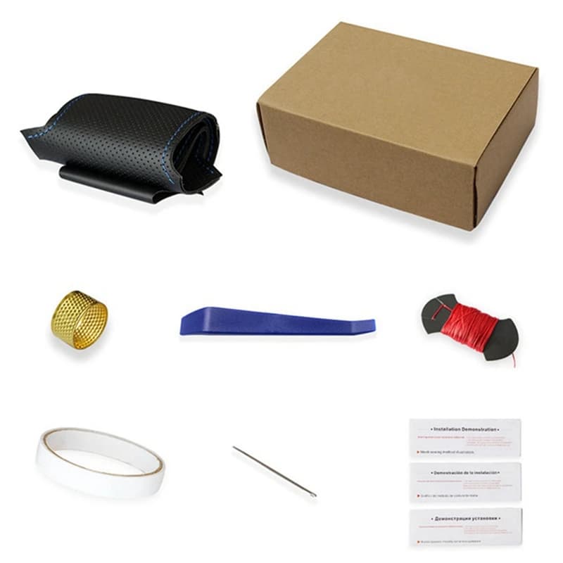 Housse de volant de voiture en cuir artificiel noir, bricolage, pour Honda Civic 10 2016-2019 CRV CR