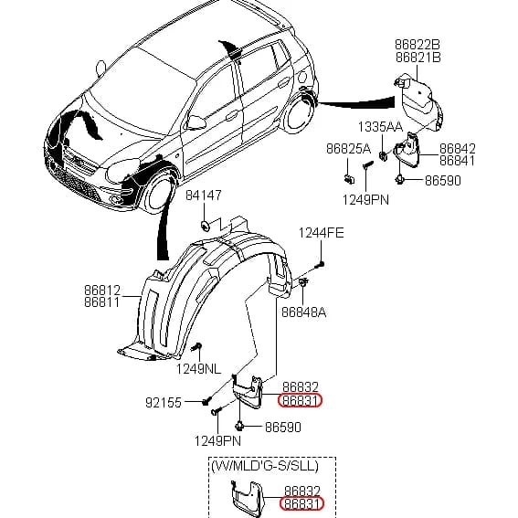 Garde-boue adapté pour Kia PICANTO 2008 2009 2010 8683107500 Garde-boue avant arrière garde-boue g