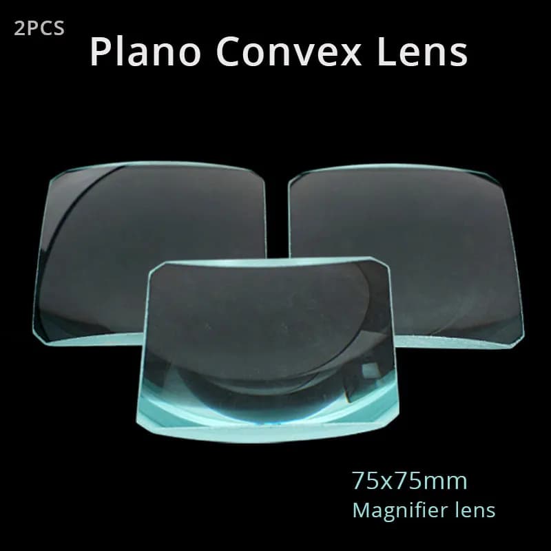 Lentilles plano-convexes carrées HD 75x75mm, 2 pièces, lentilles pour instruments de grossissement,
