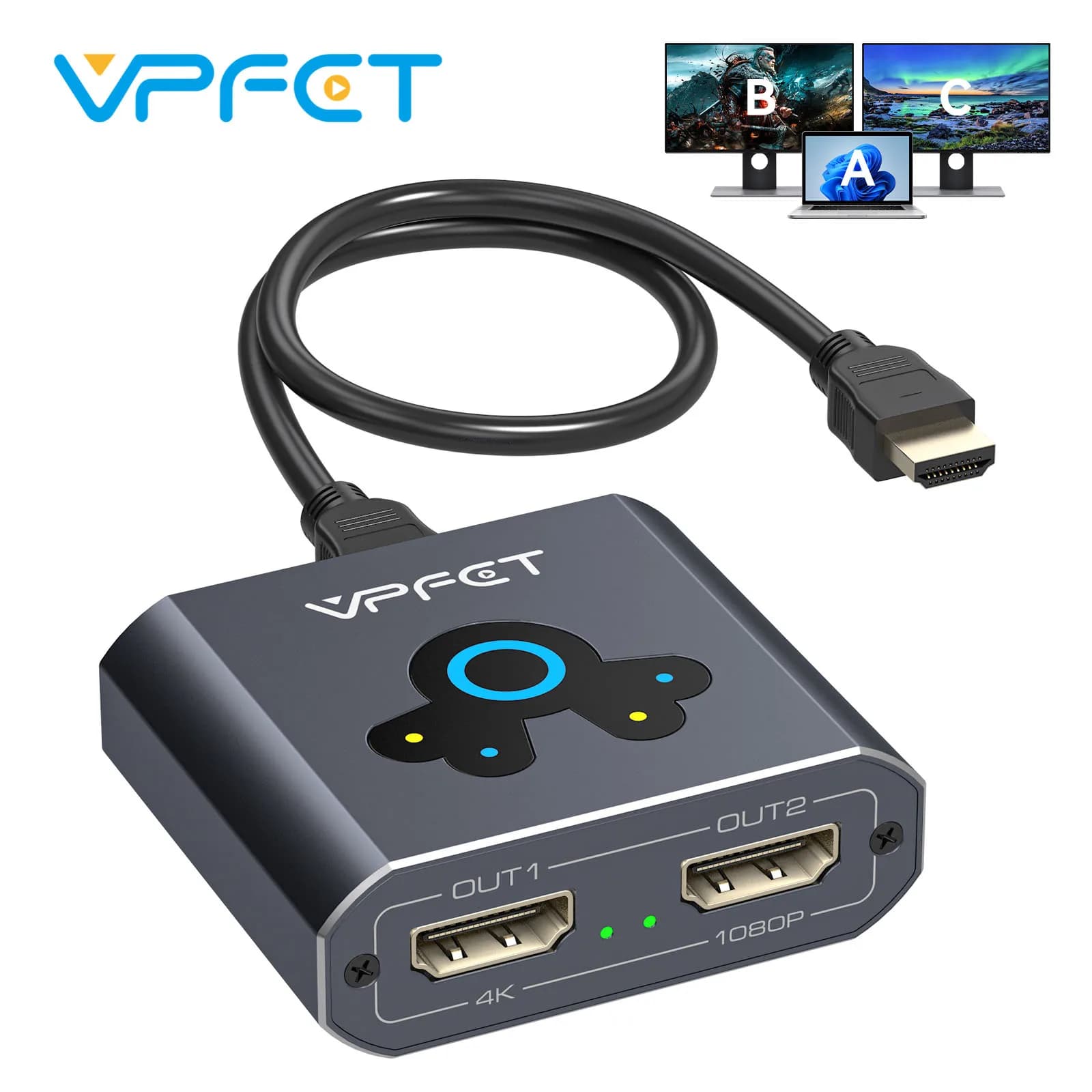 Répartiteur HDMI vers double HDMI, adaptateur d'affichage 1x2 4K @ 60Hz 1080P, double moniteur étend