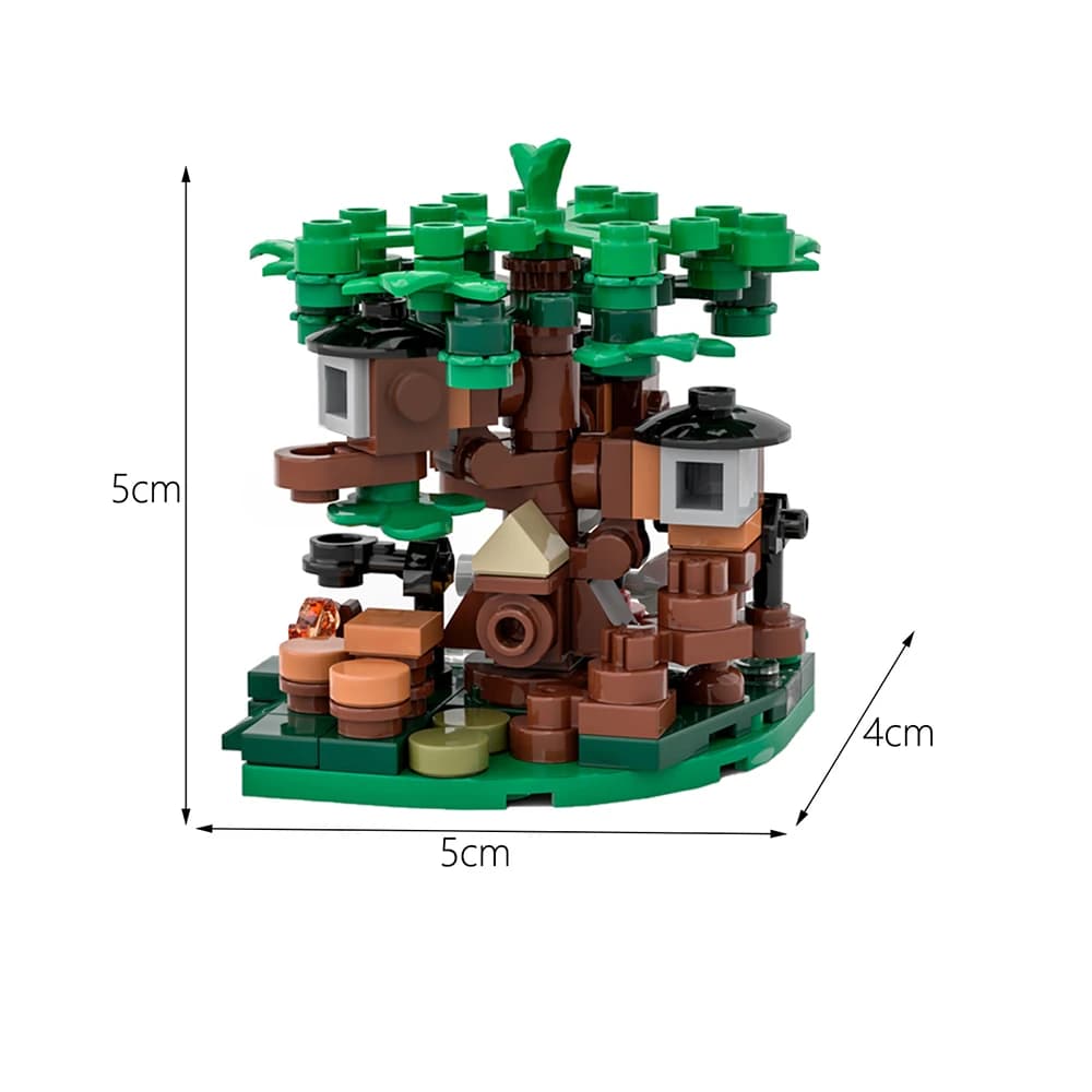 Mini-scène de maison dans les arbres MOC, blocs de construction, cabane forestière, modèle nature, b
