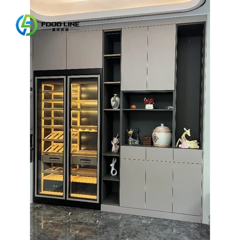 Cave à vin en acier inoxydable moderne et personnalisée avec vitrine, contrôle intelligent de la tem