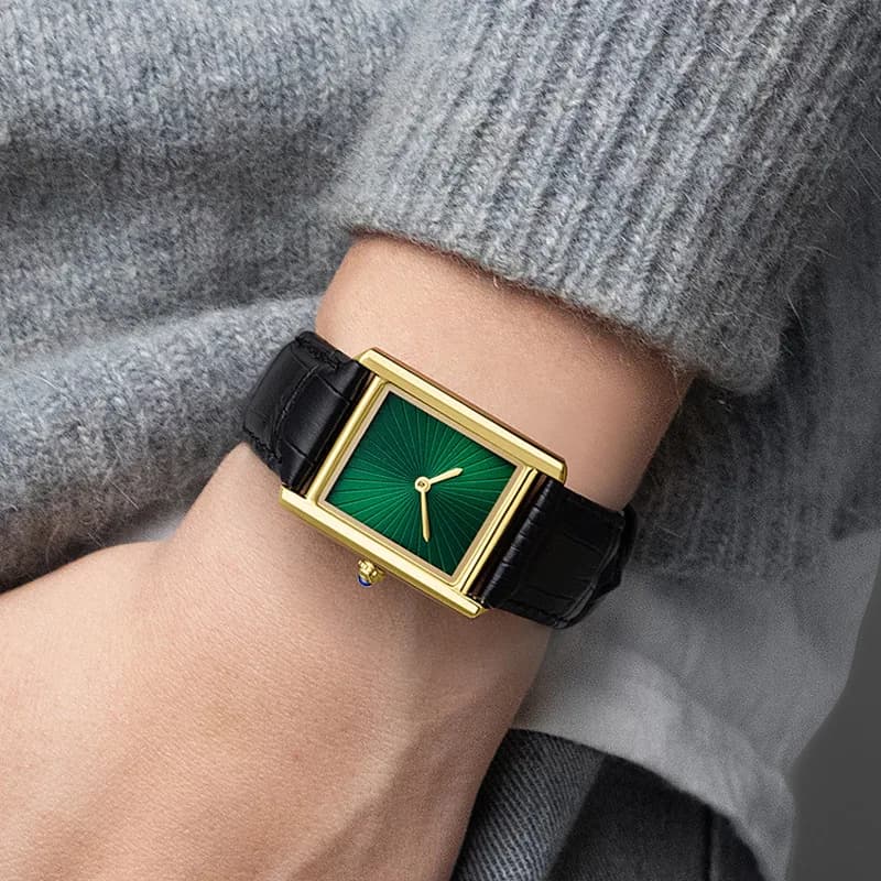 Nouvelle montre carrée classique pour hommes et femmes, design simple à deux aiguilles, bracelet en
