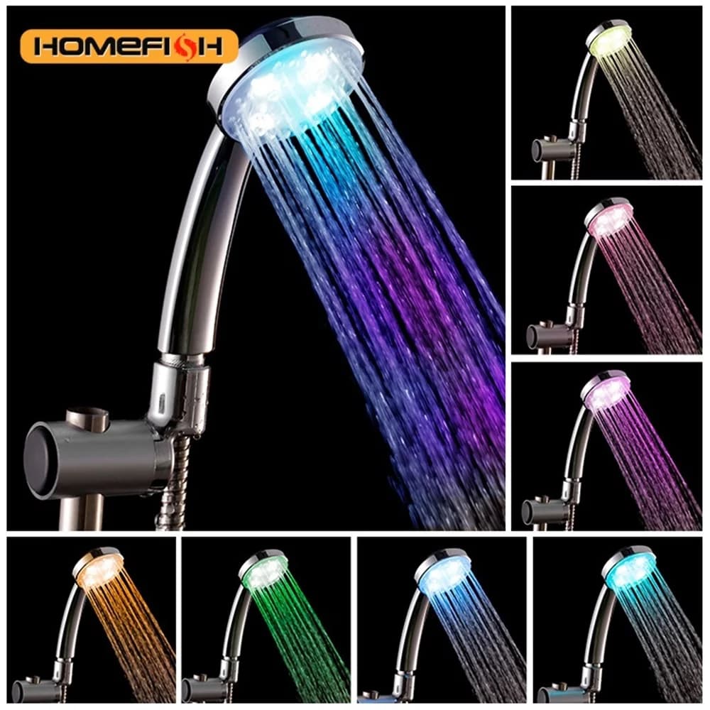 Pommeau de douche LED 7 couleurs, changement de couleur automatique, pomme de douche à économie d'ea