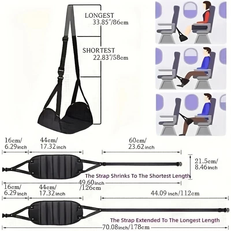 Hamac repose-pieds portable pour voyage – Coussinet de pied d'avion, repose-pieds de voiture, hamac