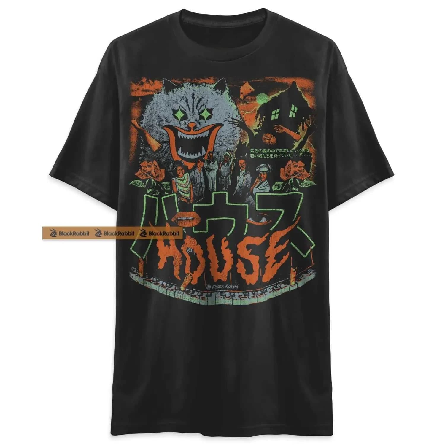 Été vente chaude maison film 1977 Hausu japonais horreur rétro femmes classique T-shirt, col rond à