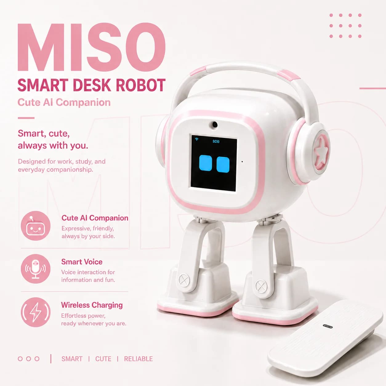 Robot IA EMO | Chat intelligent multilingue, assistant interactif, robot dansant, compagnon de bur