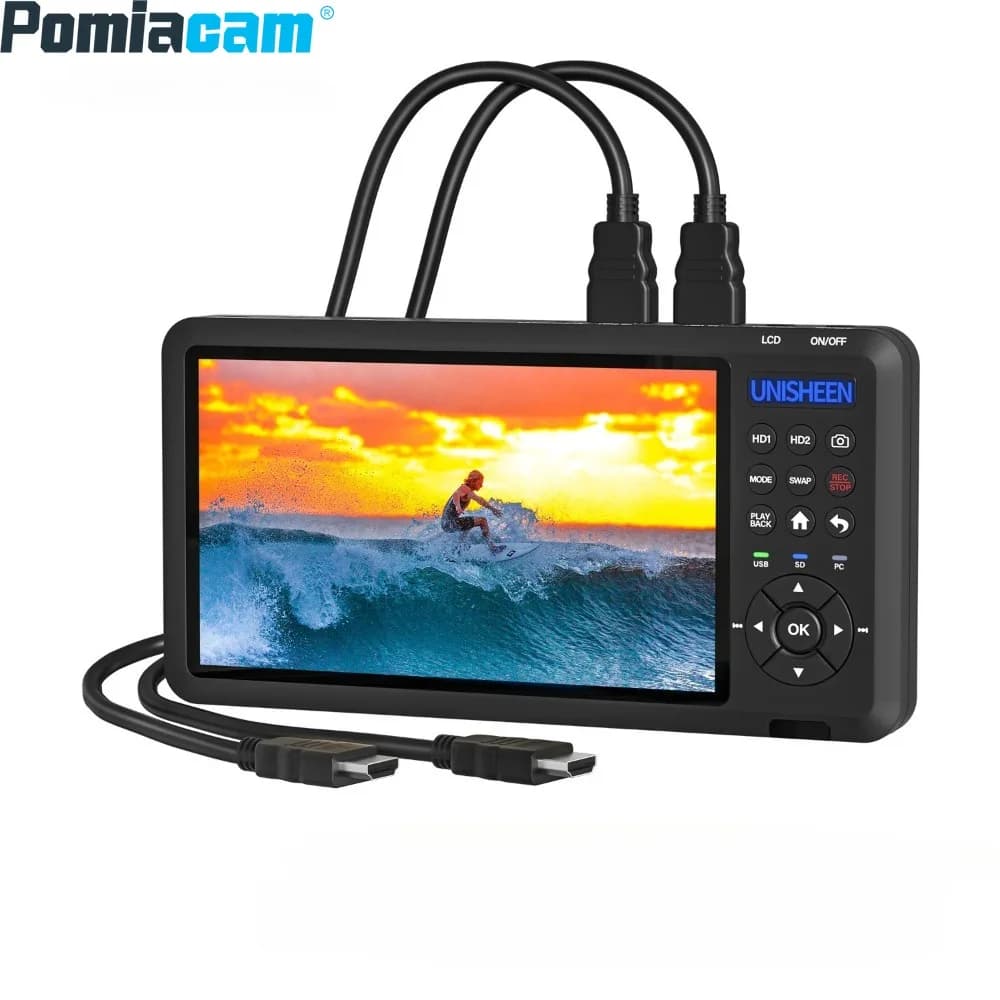 Enregistreur de capture vidéo HDMI UR500 4K avec écran 7", double entrée, prise en charge de la clé