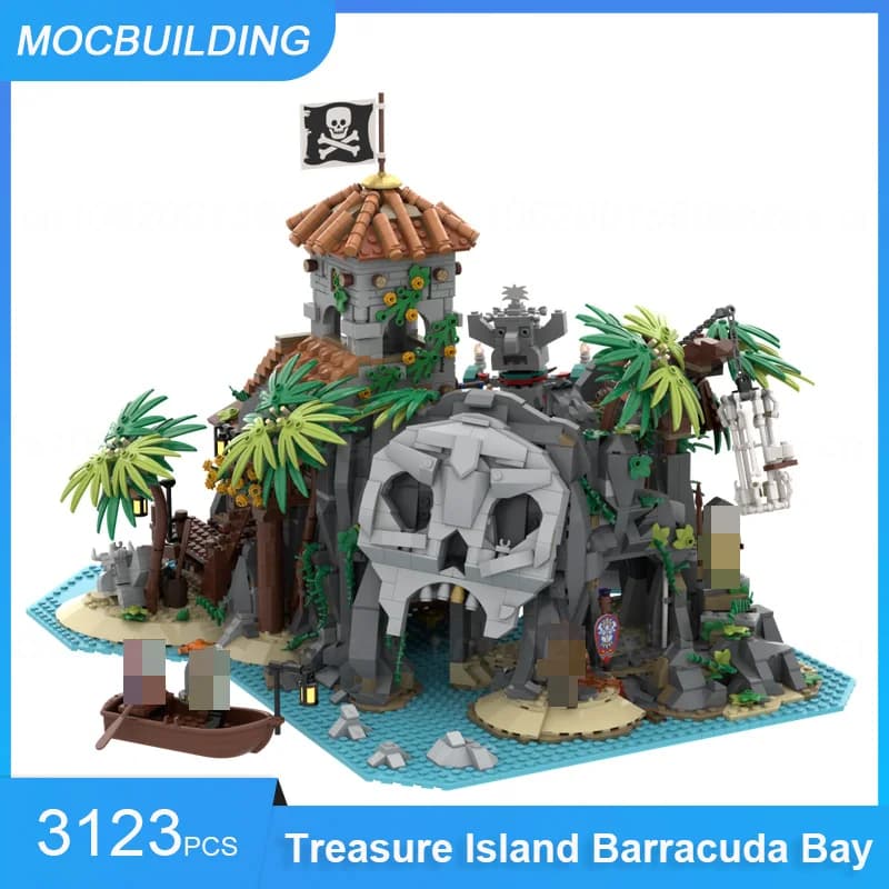 Blocs de construction MOC île au trésor-barracuda Bay, modèle à assembler soi-même, affichage de châ
