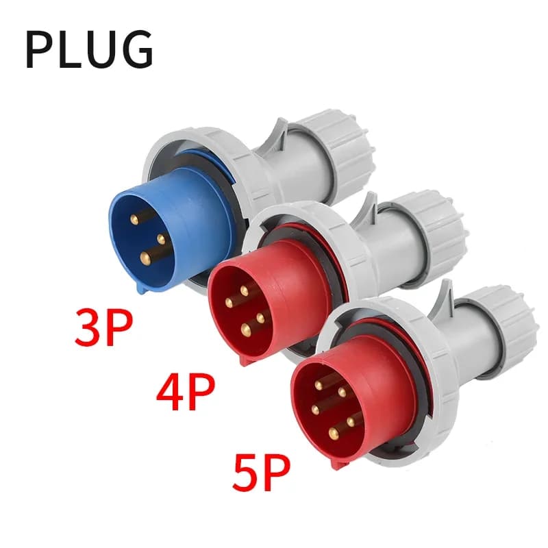 Prise et prise industrielles 3P/4P/5 broches, connecteur électrique 16A 32A, étanche IP67, prise mur