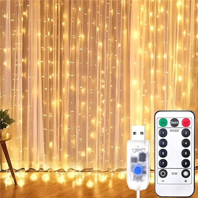 Guirlande lumineuse féerique LED pour mariage, lumière de noël, prise USB, rideau, décoration de vac