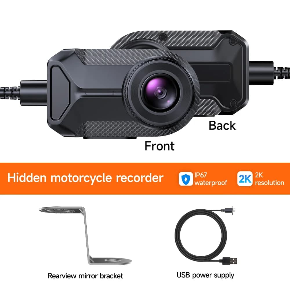 Caméra de tableau de bord pour moto JIUYIN 2K 140 ° Nouveau DVR pour moto avec enregistrement en b