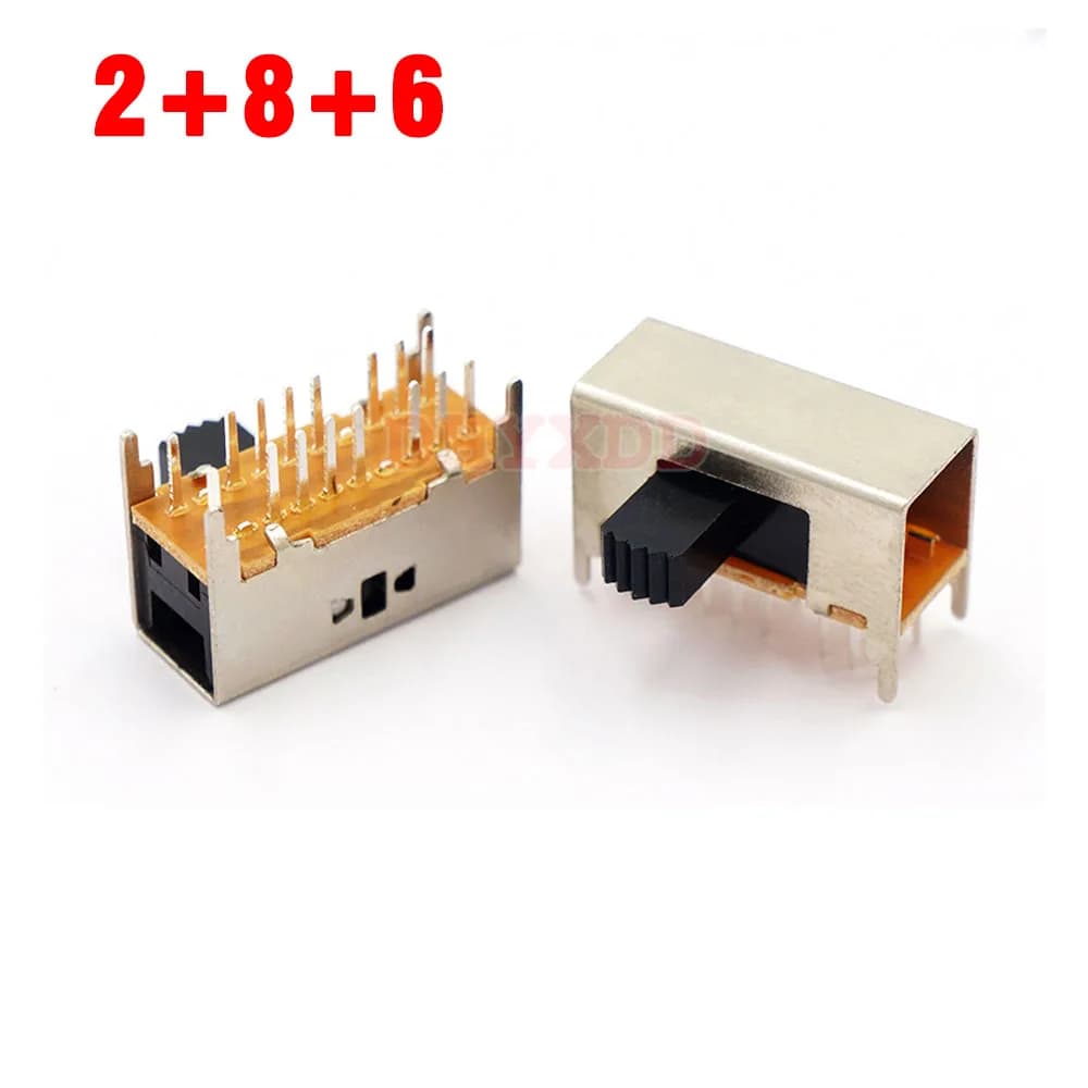 1 pièces 16 broches 3 positions 4P3T panneau PCB montage interrupteur coulissant horizontal SK-43D03