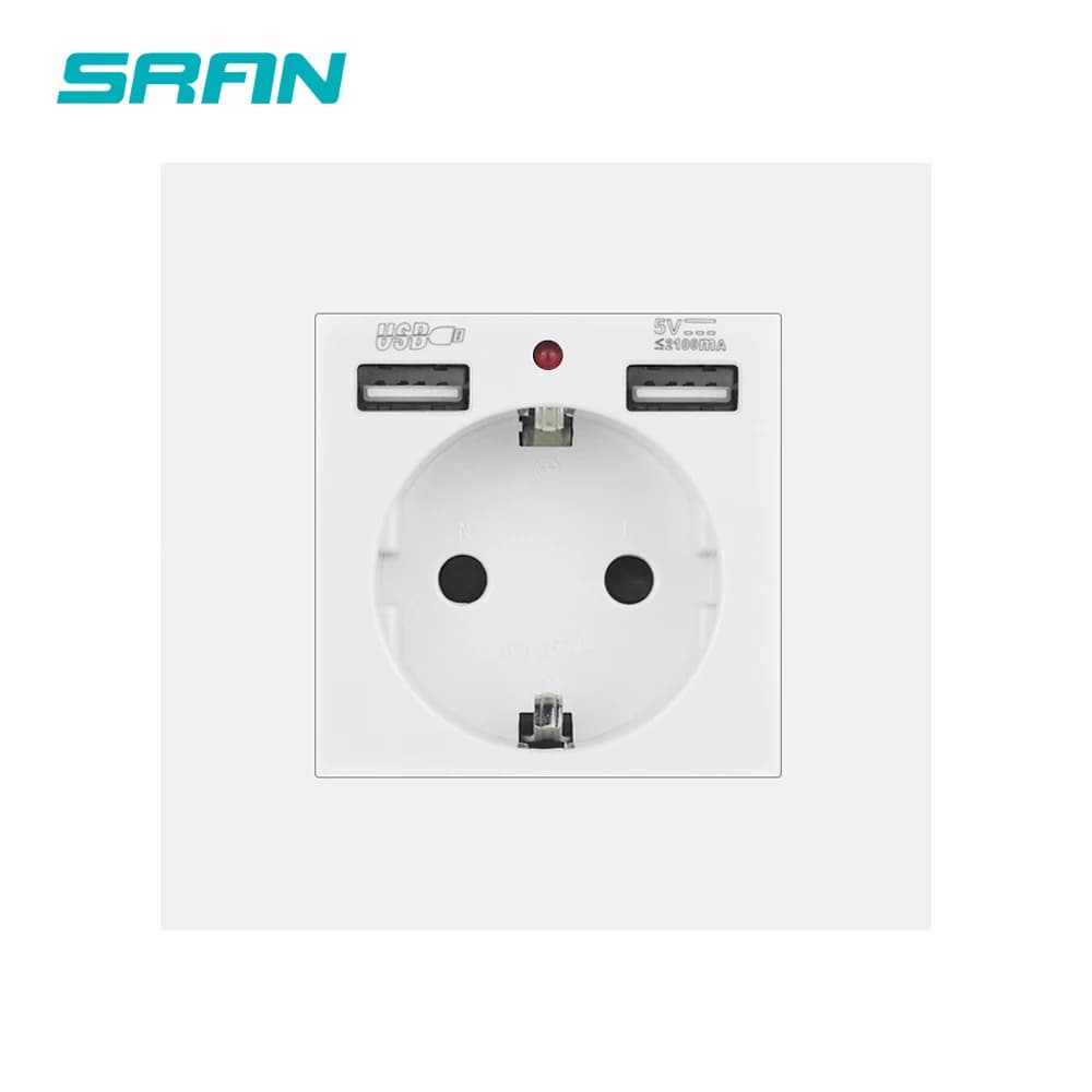 Prise de courant EU, prise avec port de charge USB et Type C 2.1A 16A, panneau PC gris 86mm*86mm, pr